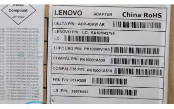 Lenovo 01FR055 AC_ADAPTER ADL40WDA 20V/5.2V 2A 40W COO