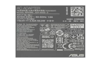 0A001-00048500 original Asus AC-adapter 65.0 Watt small