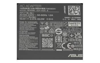 0A001-01105000 original Asus AC-adapter 45.0 Watt