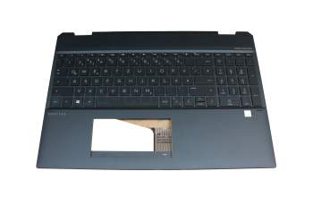 4AX38TATP80 original HP keyboard incl. topcase DE (german) black/blue with backlight