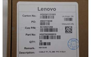 Lenovo 5C10S31250 CABLE TP_TO_MB FFC H 83J1