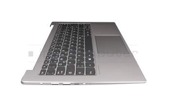 5CB0R12111 original Lenovo keyboard incl. topcase DE (german) grey/silver with backlight