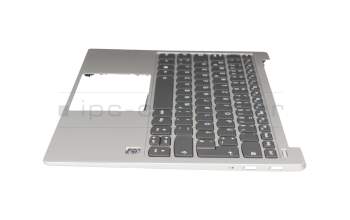 5CB0S72876 original Lenovo keyboard incl. topcase DE (german) grey/silver with backlight