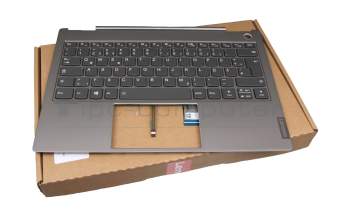 5CB0U43207JEKS original Lenovo keyboard incl. topcase DE (german) grey/grey with backlight