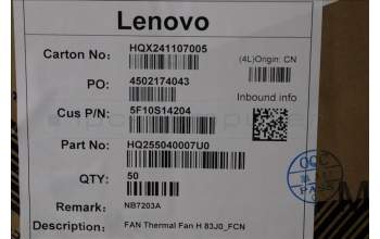 Lenovo 5F10S14204 FAN Thermal Fan H 83J0_FCN