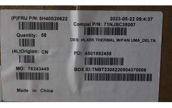 Lenovo 5H40S20622 HEATSINK Thermal module C 21DL Delta