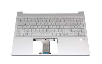 BJZWR3AM8E9095 original HP keyboard incl. topcase DE (german) silver/silver with backlight