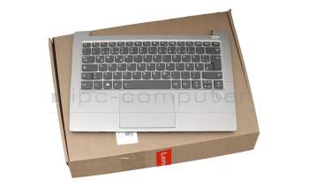 ET171000110 original Lenovo keyboard incl. topcase DE (german) grey/silver with backlight (fingerprint)