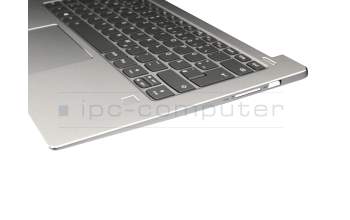 ET171000110 original Lenovo keyboard incl. topcase DE (german) grey/silver with backlight (fingerprint)