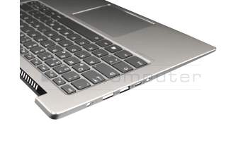 ET171000110 original Lenovo keyboard incl. topcase DE (german) grey/silver with backlight (fingerprint)