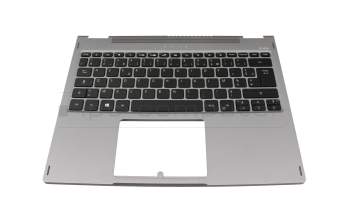 JTE4600K2030003 original Acer keyboard incl. topcase FR (french) grey/grey with backlight