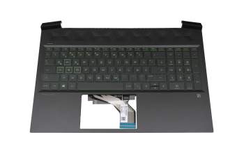 Keyboard incl. topcase DE (german) black/green/black with backlight original suitable for HP Pavilion Gaming 16-a0000