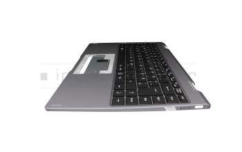 Keyboard incl. topcase DE (german) black/grey with backlight original suitable for Emdoor YM14CM