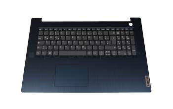 Keyboard incl. topcase DE (german) grey/blue (Fingerprint) original suitable for Lenovo IdeaPad 3-17ARE05 (81W5)