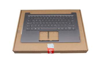 Keyboard incl. topcase DE (german) grey/grey with backlight original suitable for Lenovo Yoga Slim 7-14ARE05 (82A2)