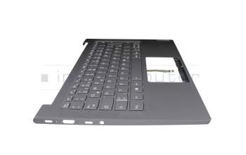 Keyboard incl. topcase DE (german) grey/grey with backlight original suitable for Lenovo Yoga Slim 7-14ARE05 (82A2)