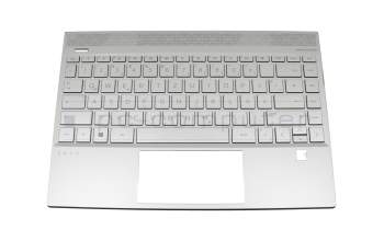 Keyboard incl. topcase DE (german) silver/silver with backlight original suitable for HP Envy 13-aq0300