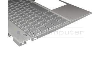 Keyboard incl. topcase DE (german) silver/silver with backlight original suitable for HP Envy 13-aq0300