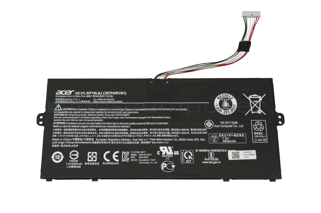 Battery 36.5Wh original AP16L8J suitable for Acer Chromebook Spin