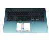 0KNB-5610GE00 original Asus keyboard incl. topcase DE (german) black/turquoise with backlight