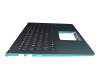 0KNB-5610GE00 original Asus keyboard incl. topcase DE (german) black/turquoise with backlight