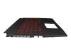 307581C211 original MSI keyboard incl. topcase DE (german) black/red/black with backlight