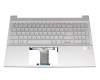 BJZWR3AM8E9095 original HP keyboard incl. topcase DE (german) silver/silver with backlight