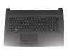 Keyboard incl. topcase DE (german) black/black (with TP/DVD, “black brushed” surface texture) original suitable for HP 17-by2000