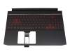 Keyboard incl. topcase DE (german) black/red/black with backlight (Geforce1650) original suitable for Acer Nitro 5 (AN515-55)