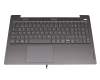 Keyboard incl. topcase DE (german) grey/grey with backlight original suitable for Lenovo IdeaPad 5-15ARE05 (81YQ)